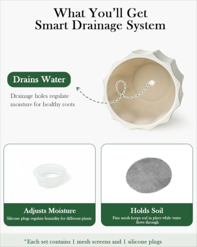 12 Inch Pots for Plants, Large Ceramic Planter with Drainage Hole - color: White 12"