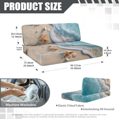 Beach Starfish Ocean Wave Print RV Dinette Cushion Covers Wear-Resistan Camper Cushion Slipcover Elastic 2 Seat Sofa Chair Cover 1 Backrest Covers and 1 Bench Covers - color: Beach Starfish Ocean Wave