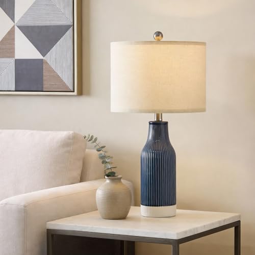 23.5" Bedside Lamps Set of 2, Blue Ceramic Table Lamp for Bedroom - color: Blue-2Pack-23.75"