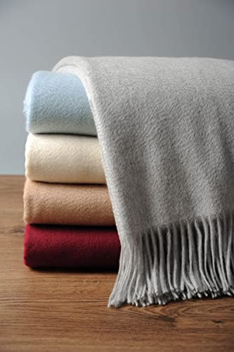 EP Mode 100% Pure Cashmere Throw Blanket for Sofa, Lt. Heather Grey - color: Lt. Heather Grey