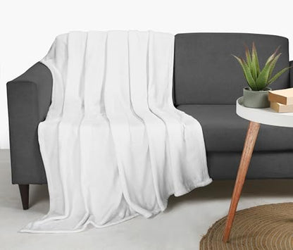 Utopia Bedding Soft Fleece Bed Blanket Throw XL Size White (50x70 Inch) - color: White, size: Throw XL (50x70 Inch)