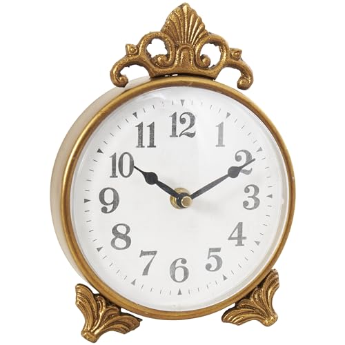 Deco 79 Metal Scroll Antique Style Clock, 6" x 2" x 9", Gold - size: 6" x 2" x 9"