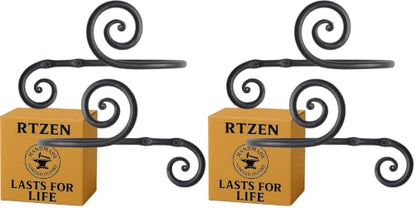 RTZEN Decorative Metal Curtain Tiebacks - Farmhouse Wrought Iron Curtain Holdbacks - Drapery Holders for Wall - Unique Metal Tie Backs for Curtains - 2 Pcs (Black Swirly) (Pack of 2) - size: Large (Pack of 2), style: Swirly