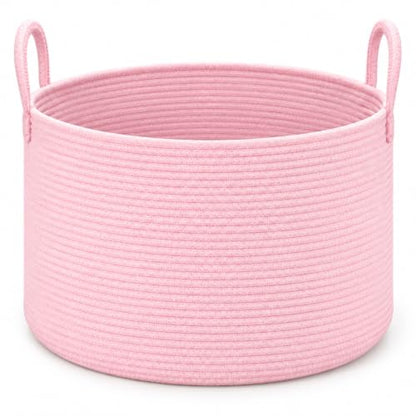 Large Blanket Basket Pink, Round Soft Woven Rope Basket - color: Pink, size: Extra Large