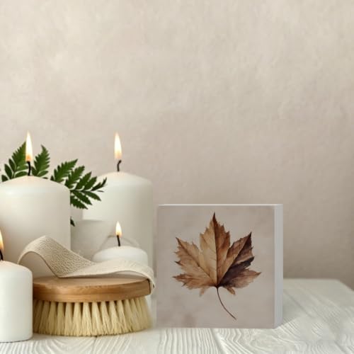 Rustic Fall Maple Leaf Wooden Box Sign Desk Decor - color: Rustic Fall
