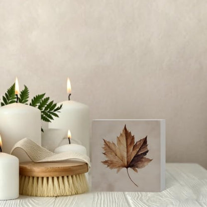 Rustic Fall Maple Leaf Wooden Box Sign Desk Decor - color: Rustic Fall