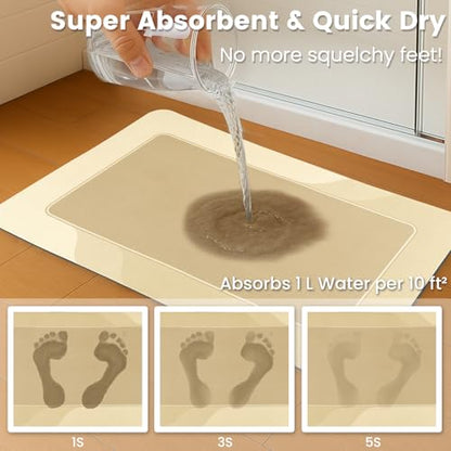 ArtyCozy Super Absorbent Stain Resistant Soft Bath Mat, Khaki, 17'' × 27'' - color: Khaki, size: 17‘’×27‘’