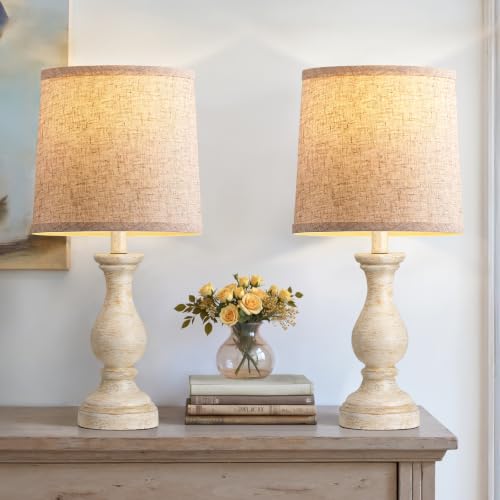22" Farmhouse Table Lamps Set of 2, Rustic Bedside Lamps for Bedroom - color: I. White&Gold Finish
