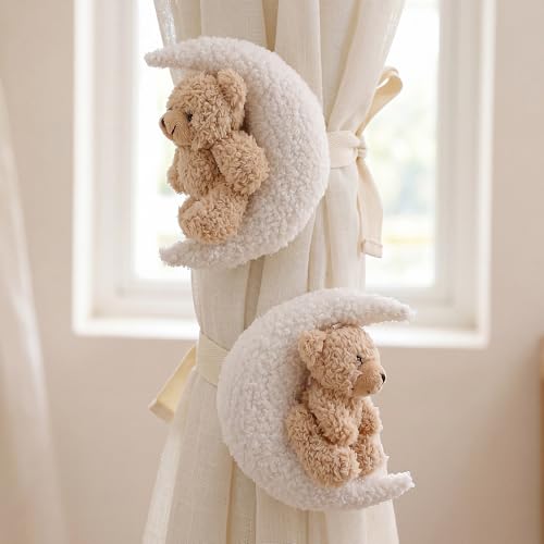 Chumia 2 Pack Moon Bear Curtain Tiebacks Cute Nursery Decor - style: Moon Bear