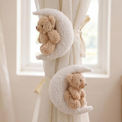Chumia 2 Pack Moon Bear Curtain Tiebacks Cute Nursery Decor - style: Moon Bear