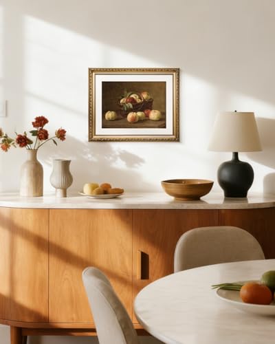 VIYYIEA Gold Framed Apple Still Life Wall Art Canvas Painting, 13×16 Inch - color: Apple Still Life, size: 16"L x 13"W