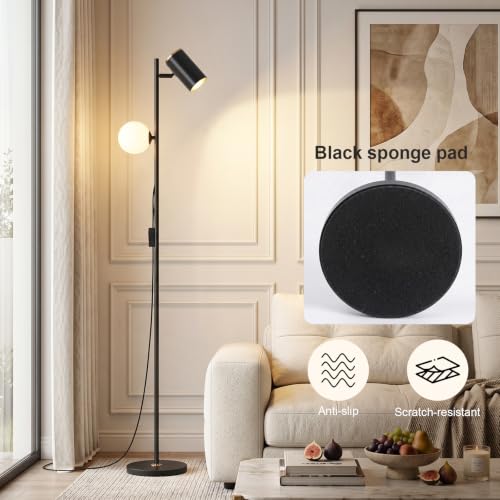 Modern Reading Floor Lamp with 3-Color Dimmable LED, 63" Tall - color: Black