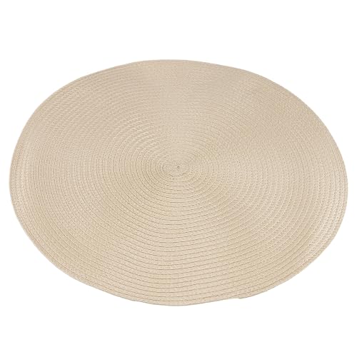 20 Pcs 15 Inch Round Woven Placemats, 38cm Braided Place Mats Heat Resistant for Kitchen Dining Party Table Decor, Beige