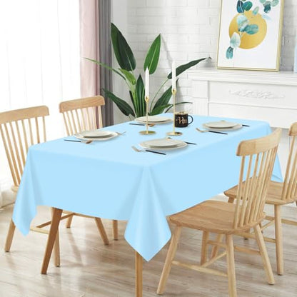 Mulbozy 2 Pcs Light Blue Plastic Tablecloth,Baby Blue Table Cloth - color: Light Blue, size: 54" X 108" Rectangle