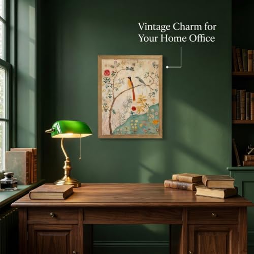 DGBQMK Vintage Botanical Bird Wall Art, Natural Solid Wood Framed Floral Canvas Prints, Chinoiserie Nature Aesthetic Room Decor for Living Room Bedroom Bathroom, 12x16 inch - color: corlorbirds, size: 16"Lx12"W
