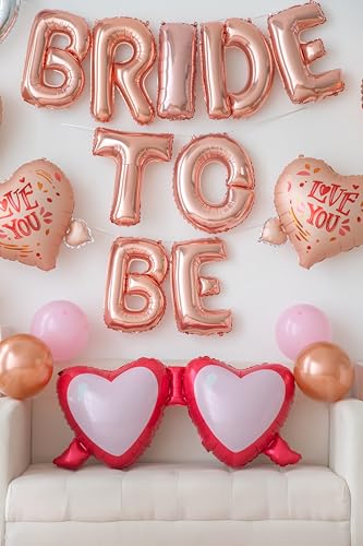 "Bride To Be" Rose Gold Foil Balloon Kit, Bachelorette Party Decorations with Ring & Heart Balloon, Bridal Shower Letter Balloons for Valentine's Day, Engagement, Wedding (Love Kit 7) - color: Love Kit 7