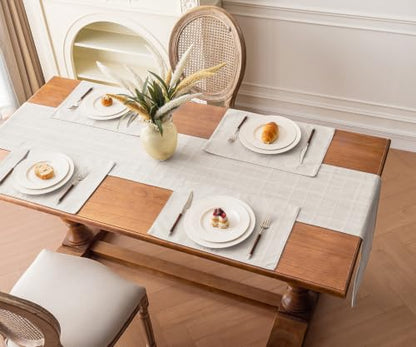 Linen Textured Table Runner, White Table Runners 36 Inches Long - color: White, size: 13×36 Inch