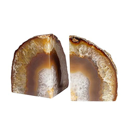 AMOYSTONE Natural Agate Bookends Solid Stone Book Ends for Study Shelves - color: Natural, size: 4-6 Pounds