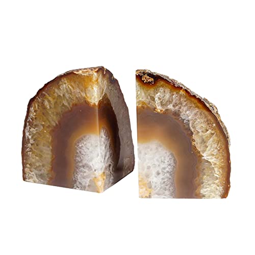AMOYSTONE Natural Agate Bookends Weighted Book Stopper for Large Hardcovers - color: Natural, size: 6-8 Pounds