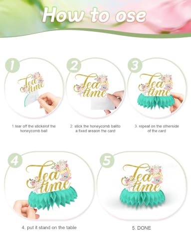Tea Party Decorations, 9 Pcs Tea Party Table Decorations for Girls - style: Tea Party