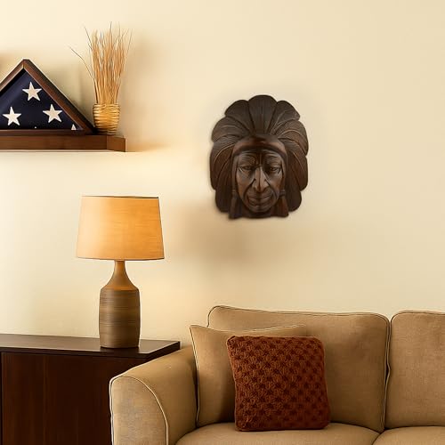 AeraVida Hand Carved Raintree Wood Wall Decor Panel Native Inspired 14 Inch Thick Wooden Home Accent Handmade Thailand Artisan Art