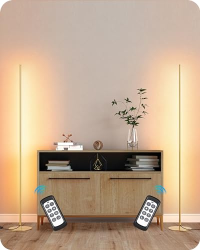 EDISHINE 2 Pack 57.5” Corner Lamp with Remote, 7 CCT Adjustable & Dimmable - color: Gold