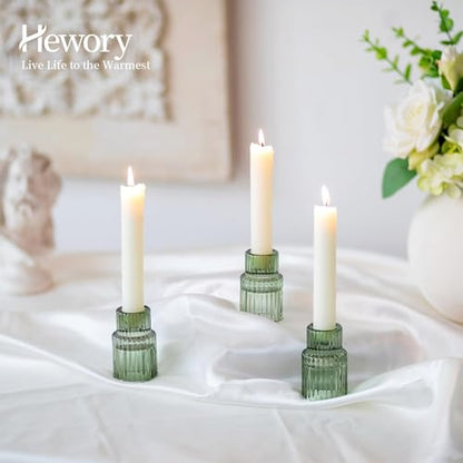 Hewory Taper Candle Holders Bulk, 10PCS Green Glass Candlestick Holders - color: Green, size: 10PCS