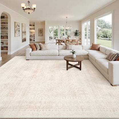 8x10 Area Rugs Living Room: Bedroom Neutral Washable Carpet Beige - color: Beige, size: 8' x 10' (Rectangular)