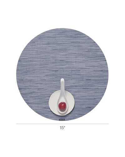 Chilewich Bamboo Placemats Set of 4, Round Woven Placemats - color: Rain, size: 15" Round