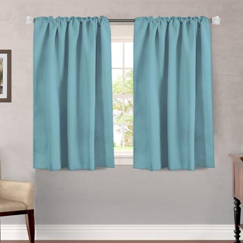 H.VERSAILTEX Blackout Curtains Thermal Insulated Window Treatment Panels Room Darkening Blackout Drapes for Living Room Back Tab/Rod Pocket Bedroom Draperies, 52 x 45 Inch, Aqua, 2 Panels - color: Aqua, size: 52"W x 45"L (Pack of 2)