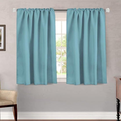H.VERSAILTEX Blackout Curtains Thermal Insulated Window Treatment Panels Room Darkening Blackout Drapes for Living Room Back Tab/Rod Pocket Bedroom Draperies, 52 x 45 Inch, Aqua, 2 Panels - color: Aqua, size: 52"W x 45"L (Pack of 2)