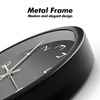 Silent Non-Ticking Analog Wall Clock, Gradient Black, 12'' - color: Gray, size: 12inch