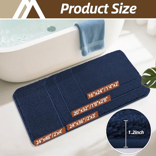 COSY HOMEER Extra Thick Bath Rugs for Bathroom Non Slip Bath Mat 20x32 Navy - color: Navy, size: 1'8" X 2'8" (Rectangular)