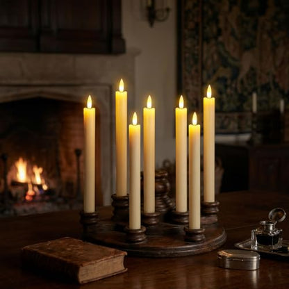 GenSwin Flameless Taper Candles LED Battery Operated Remote Timer Ivory - color: Ivory