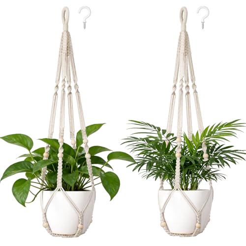Dahey Set of 2 Macrame Plant Hanger Indoor 35" Hanging Plant Holder Basket