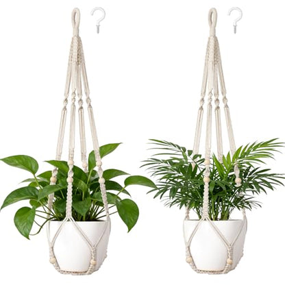 Dahey Set of 2 Macrame Plant Hanger Indoor 35" Hanging Plant Holder Basket