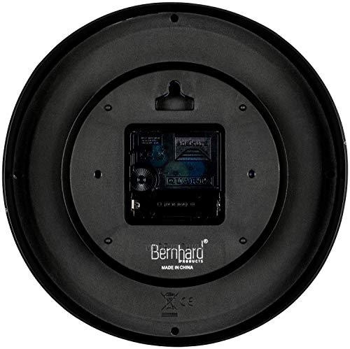 Bernhard Products Black Wall Clock 8" Silent Non-Ticking Quality Quartz Battery Operated Small Clock for Home/Office/Kitchen/Classroom/Bedroom Easy to Read - color: Black