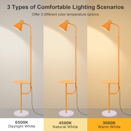 Yellow Floor Lamp with Shelf, Dimmable LED Reading Standing Lamp - color: Yellow
