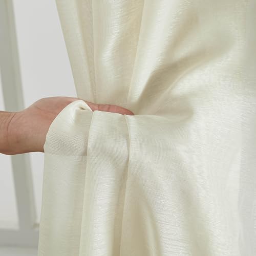 HLC.ME Semi Sheer Grommet Window Curtains, 2 Panels, 54x72 Inch, Beige - color: Beige, size: 54"W x 72"L (Pack of 2)