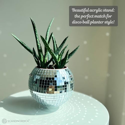 SCANDINORDICA Disco Ball Planter, Value Package, 6-inch Silver - size: 6" Silver