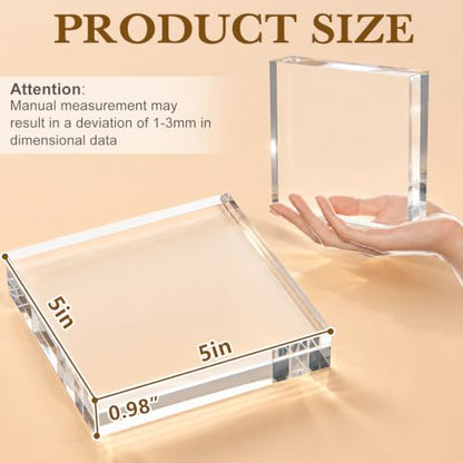 SAMYUCHO 4 Pcs 5 X 5 X 1 Inch Acrylic Blocks, Clear Square Acrylic Base - size: 5 X 5 X 1" 4pcs
