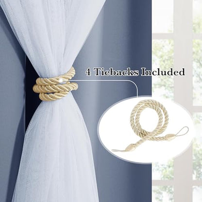 PONY DANCE Dusty Blue Blackout Curtains with White Sheer for Girls Bedroom - color: Blue Haze, size: 52"W x 72"L (Pack of 2)