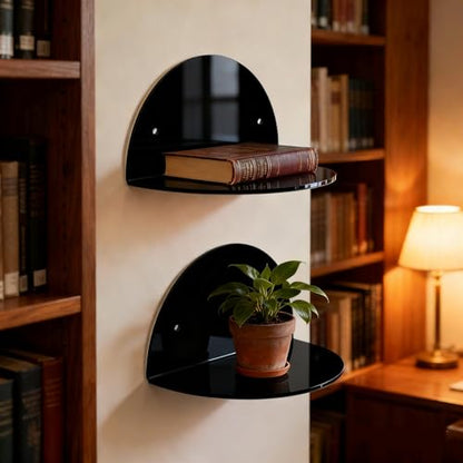 ROYALITA 2-Pack Small Acrylic Shelves Room Decor Floating Shelves, Black - color: Black