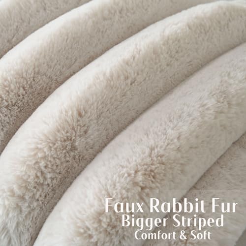 FUTEI Pack of 2 Faux Rabbit Fur Throw Pillow Covers 22x22 Inch, Beige - color: Beige, size: 22" x 22" (Pack of 2)