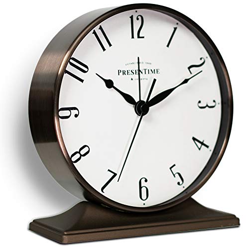 Presentime Lewis Mantel Alarm Clock - color: Bronze Finish, size: 5.5*5 inch