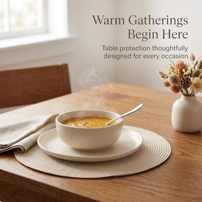 20 Pcs 15 Inch Round Woven Placemats, 38cm Braided Place Mats Heat Resistant for Kitchen Dining Party Table Decor, Beige