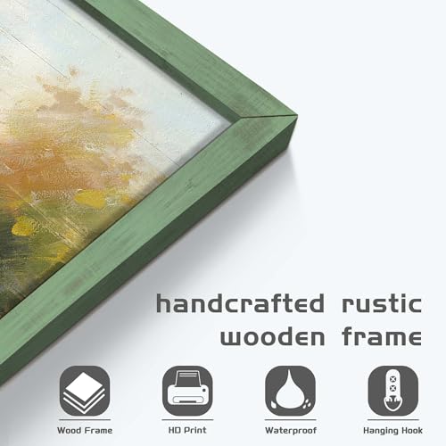 HILL WEST Rustic Autumn Lake Landscape Framed Wall Art, 24x16inch - color: Lake, size: 24"L x 16"W