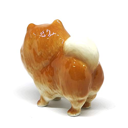Handmade Ceramic Brown Standing Pomeranian Figurine, Shelf Decor