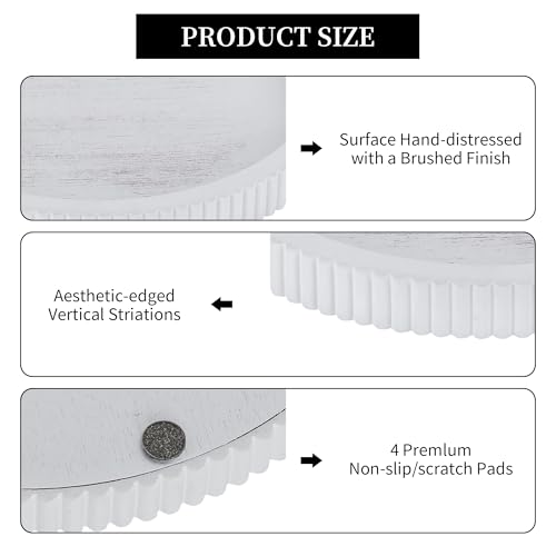 Hanobe White Decorative Coffee Table Tray, Scalloped Edge - color: White