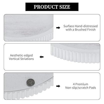 Hanobe White Decorative Coffee Table Tray, Scalloped Edge - color: White